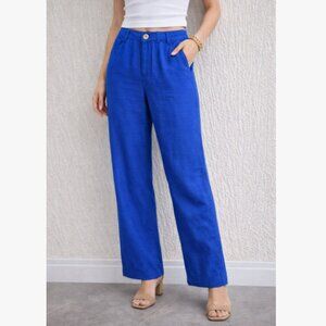 Jones New York Linen Blend Blue Pants Womens 6 EU 38 Lightweight Summer Trousers